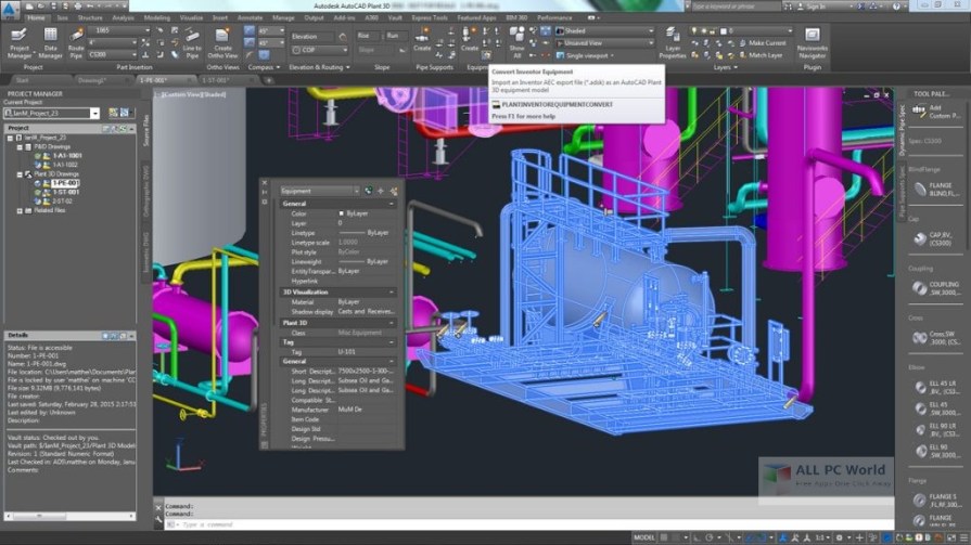 Examen d'AutoCAD Plant 3D 2018